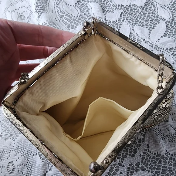 Vintage 1950s Whiting & Davis Gold Mesh Evening Bag Style 2908 Made in USA
